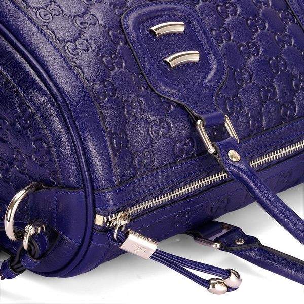 1:1 Gucci 241097 Techno Tag Medium Boston Bags-Blue Leather